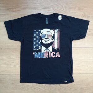 'Merica - Trump American Flag Colors - New Youth Large Black T-Shirt
